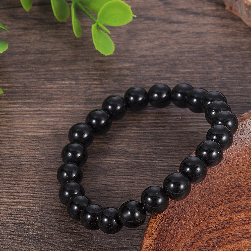 Vòng tay chuỗi hạt đá đen đơn giản thời trang thanh lịch