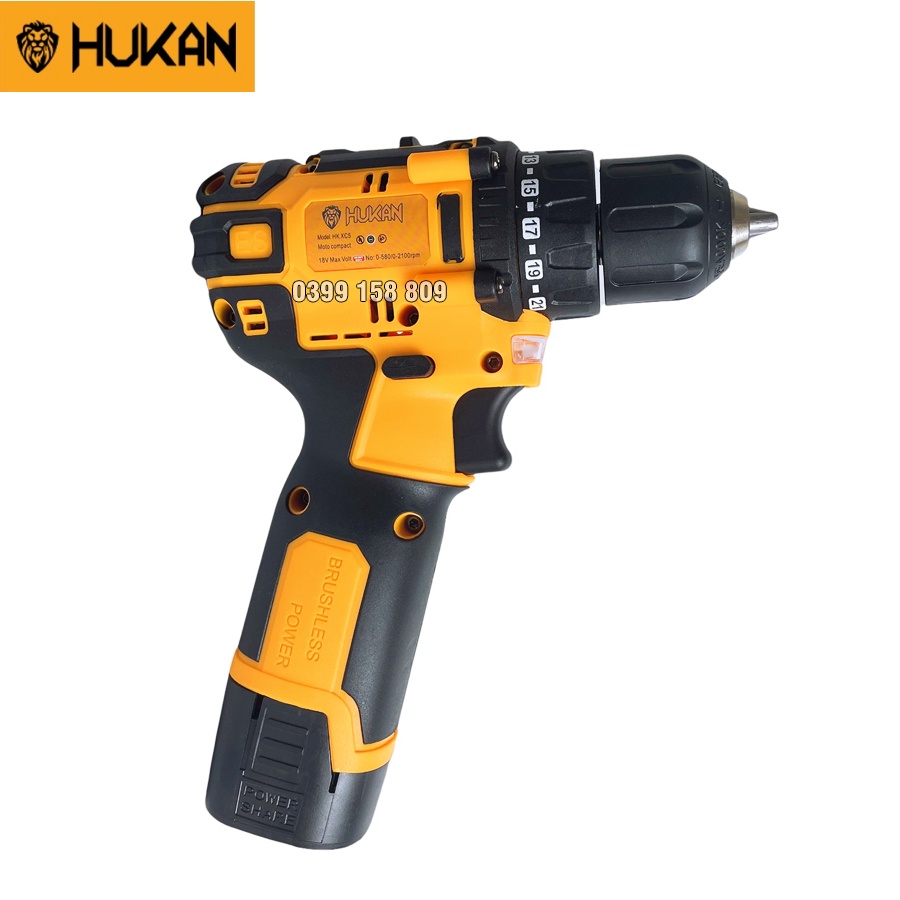 Máy Khoan Pin 18V Hukan KHÔNG CHỔI THAN Tặng Kèm 23 Chi Tiết