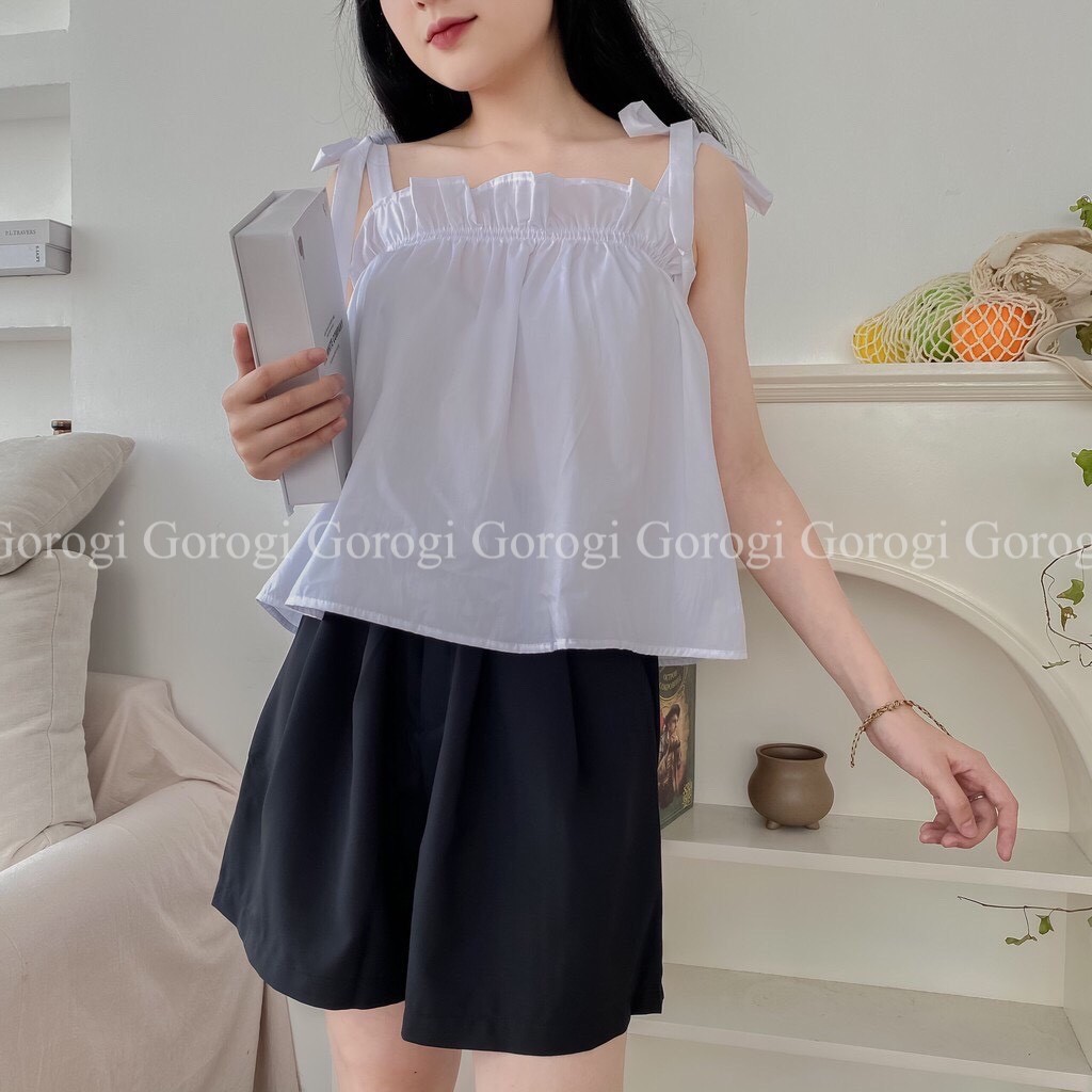 Áo hai dây bản to Gorogi ulzzang dáng babydoll hàng đẹp may kỹ mã AHD23521