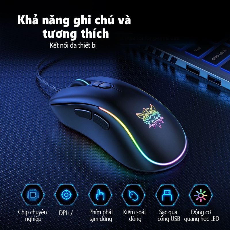 Chuột chơi game có dây ONIKUMA CW907 màu đen với đèn RGB