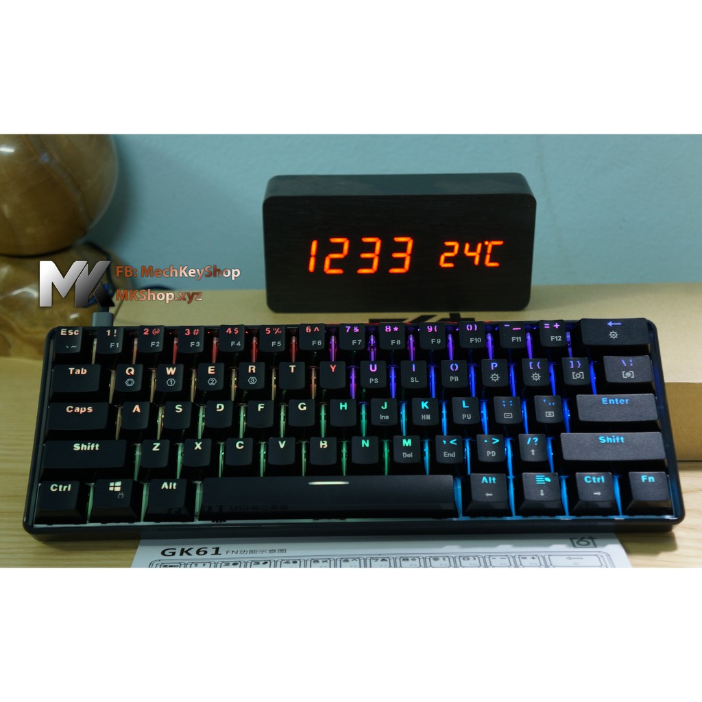 [Mã ELMSHX hoàn 8% xu đơn 500K] Bàn phím cơ GK61 - RGB, Gateron switch quang học | BigBuy360 - bigbuy360.vn