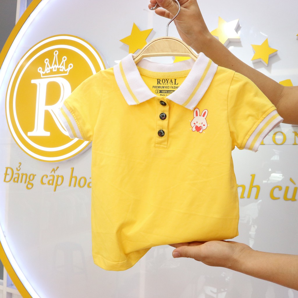 Áo Thun Cotton Mẫu Polo Cao cấp Màu Vàng cho Bé Gái 8-27kg