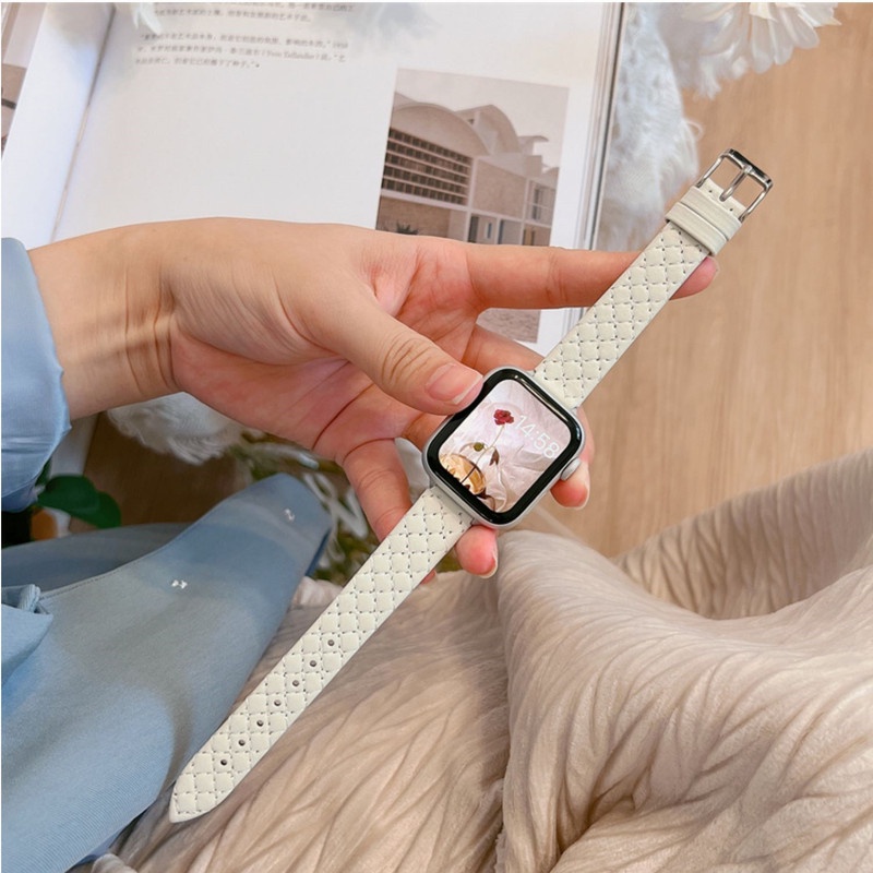 Dây Đeo Đồng Hồ Bằng Da Sang Trọng Cho Smart Watch Series 7 6 SE 5 4 3 2 1 41mm 45mm 40mm 44mm 42mm