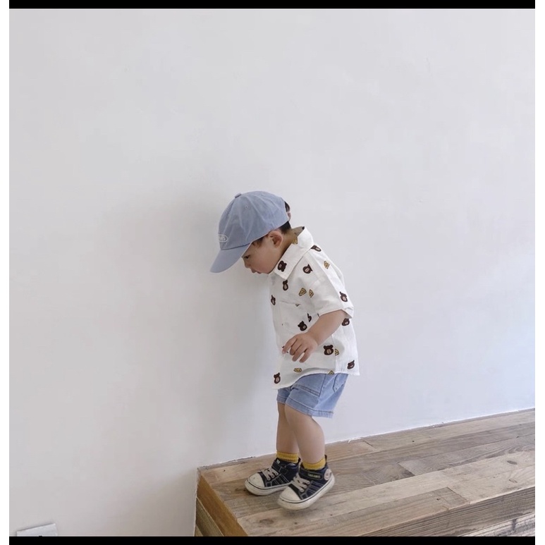 áo sơ mi hình gấu kute cho bé
