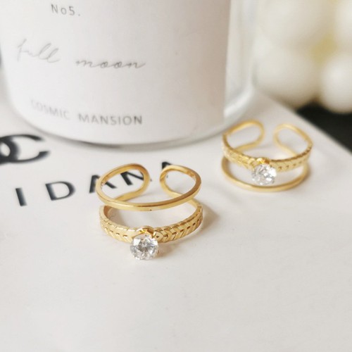 Nhẫn Nữ 2 Lớp Đính Đá Nhân Tạo Titan Ko Đen TT 3569