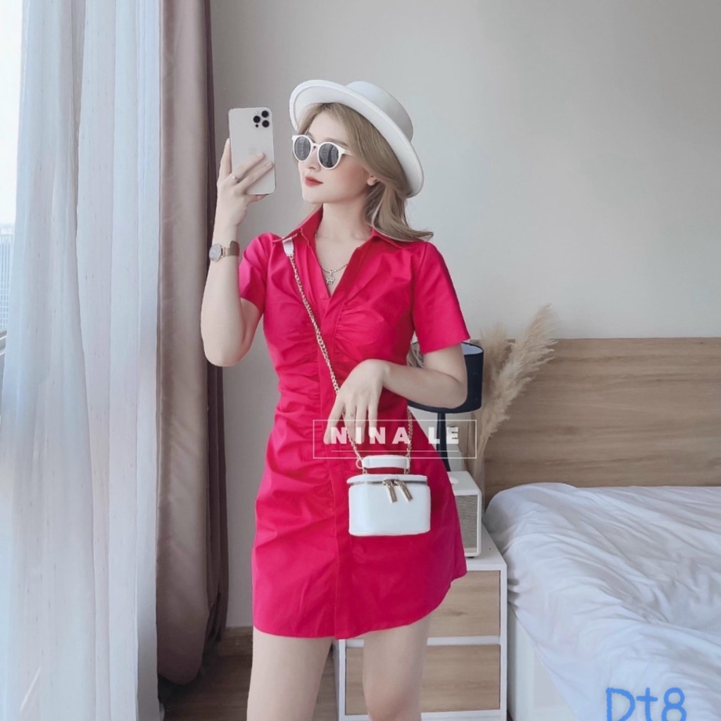 FREE SHIP ĐẦM BODY NHÚN SƠ MI TÔN DÁNG SANG CHẢNH TT