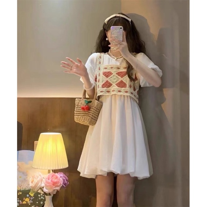 VN577 JinYi Áo hai dây len đan móc đi biển , đi du lịch mùa hè , dễ mix đồ