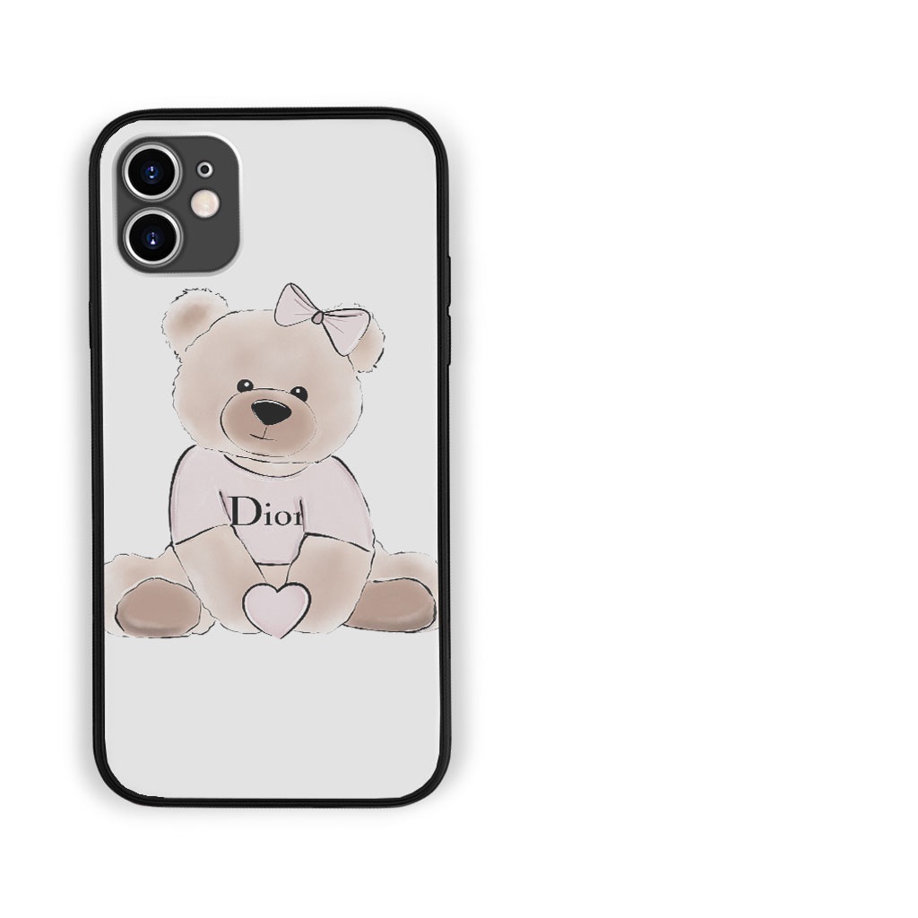 Ốp lưng chú gấu bông với logo Dior dễ thương cho Iphone 6 7 8 Plus 11 12 13 mini Pro Max X Xr BRD20210258