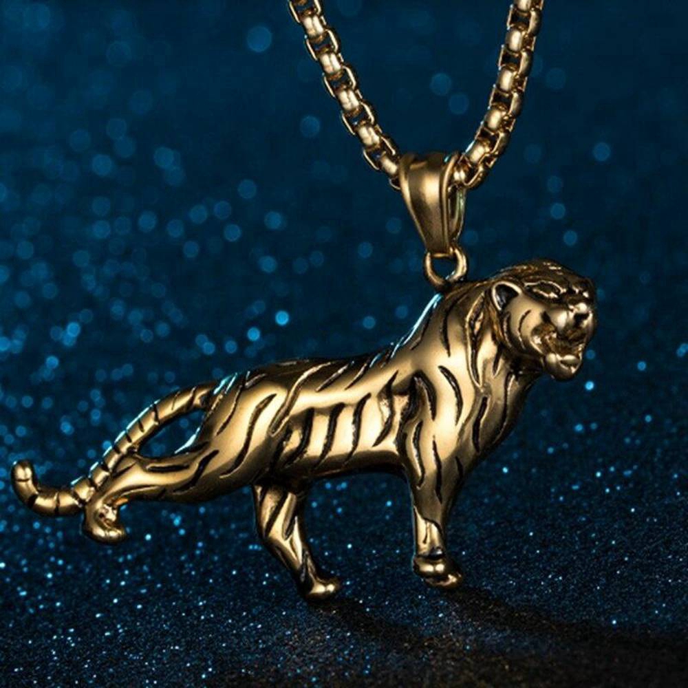 New Punk Animal Necklace Fashion Personality Tiger Pendant Necklace Men Charm Jewelry