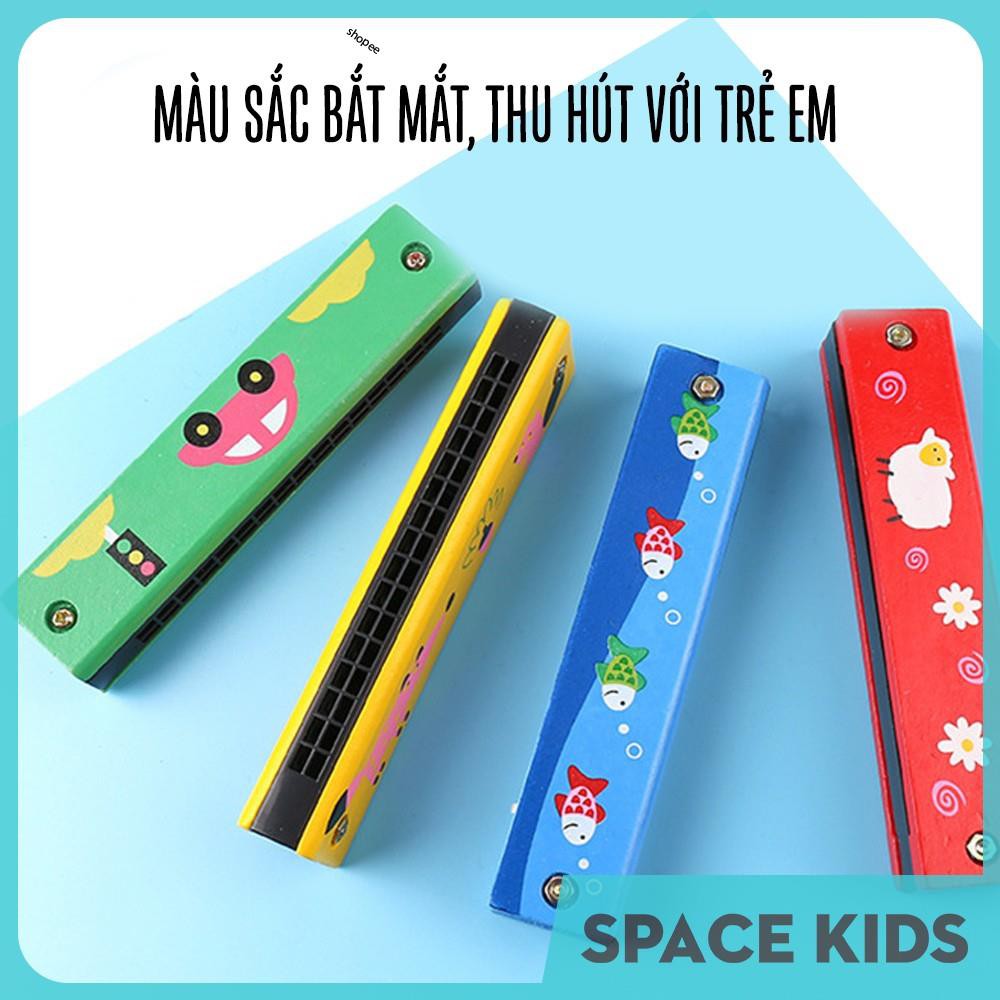 ♥ Đồ chơi âm nhạc Kèn harmonica bằng gỗ 32 lỗ, họa tiết dễ thương cho trẻ em Space Kids ♥