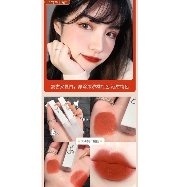 [Hàng mới về] Son môi nhung mịn thiết kế họa tiết chú vịt dễ thương | BigBuy360 - bigbuy360.vn