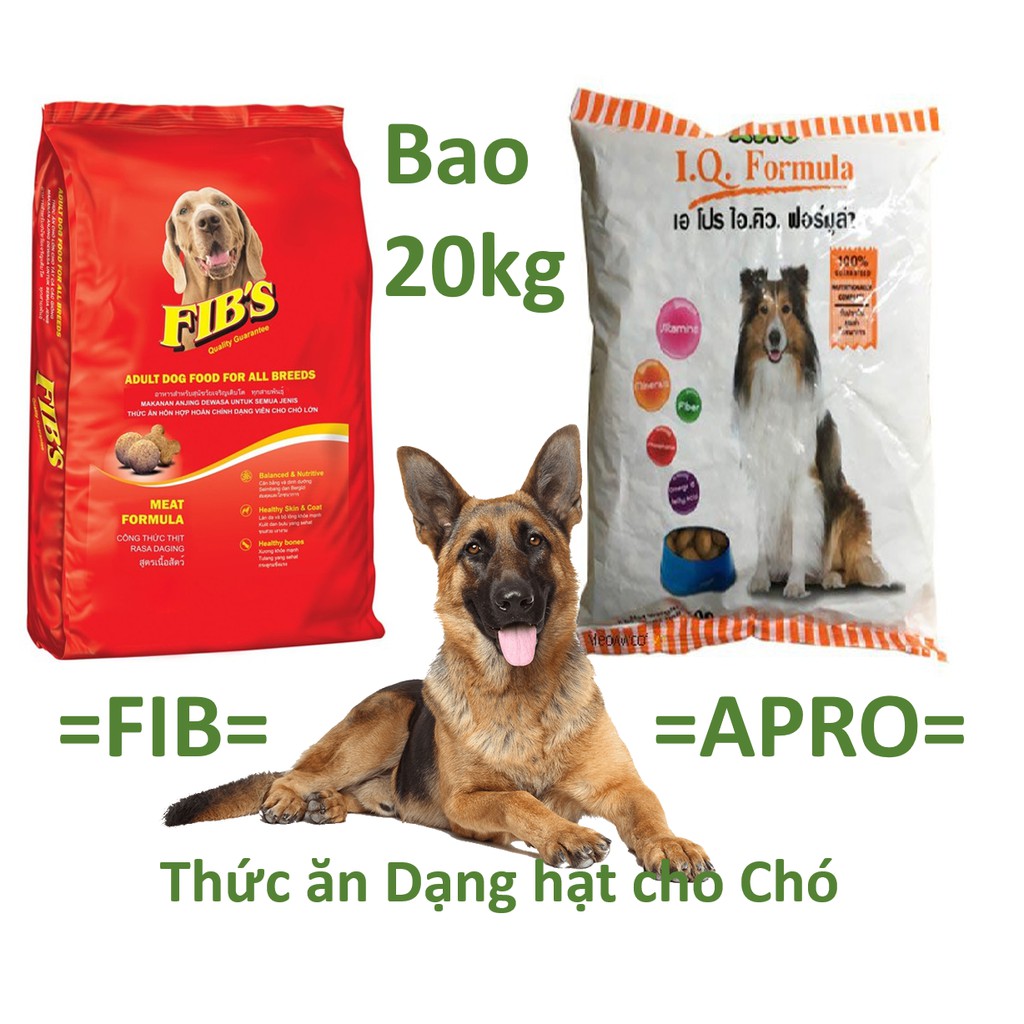 (Bao 20kg) 2 loại APro & FIB's Thức ăn cho chó dạng hạt cho MỌI LOẠI chó (chó lớn trên 10kg) fib