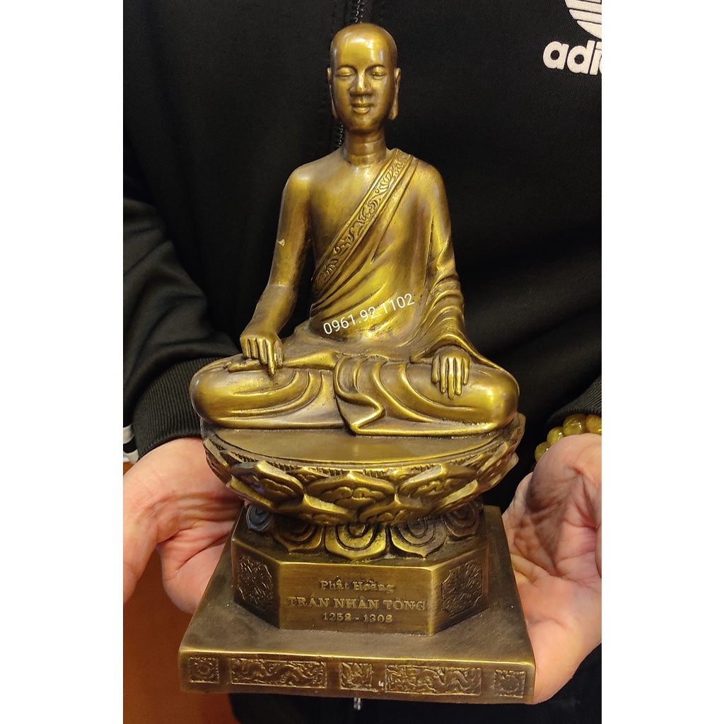 Tượng phật hoàng trần nhân tông bằng đồng 24cm