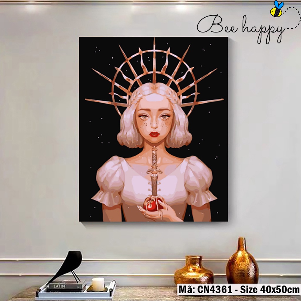 Tranh tô màu số hóa Cô gái hiện đại BEE HAPPY Mã CN4361