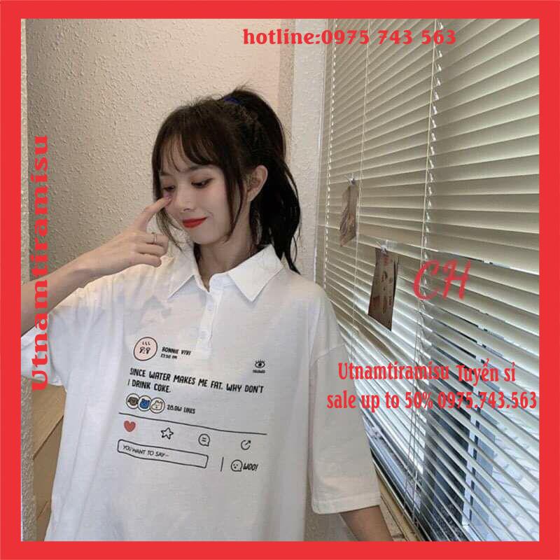 Áo thun POLO Pony Vivi  nữ tay lỡ có cổ♥️ Phông form rộng freesize unisex mặc đi học, cặp, nhóm, lớp in hình DỄ THƯƠNG | BigBuy360 - bigbuy360.vn