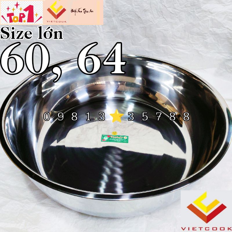 Thau chậu inox SUS 304 THAPHAFAC ft VIETCOOK loại dày size 60, 64 cm