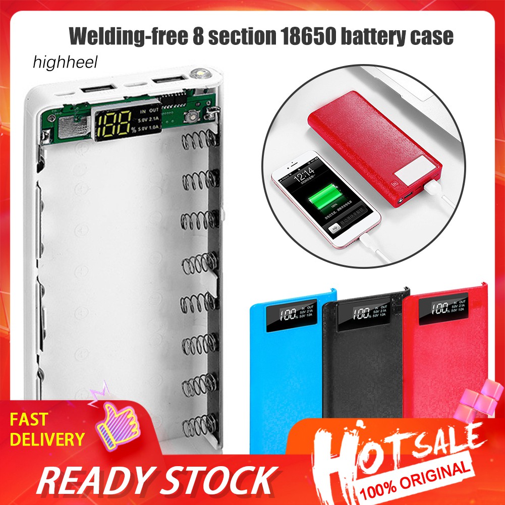 【OPHE】Portable 18650 Battery Charger USB Type-C LCD Display DIY Mobile Power Bank Case