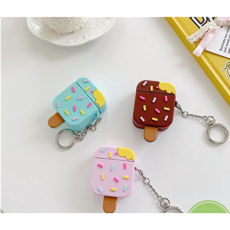 ☘️Tặng kèm dây đeo☘️Case Airpod 1 2 ...Vỏ bao bọc Kem que các màu đựng tai nghe không dây Ice Cream airpods silicon