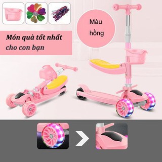 Xe Trượt Scooter 3 Bánh Có Đèn Led,ghế Ngồi Cho Trẻ Chắc Chắn