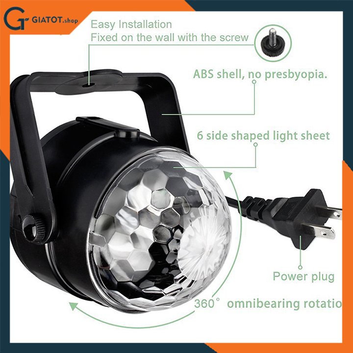 Đèn led sân khấu cảm ứng âm thanh tự xoay có điều khiển từ xa