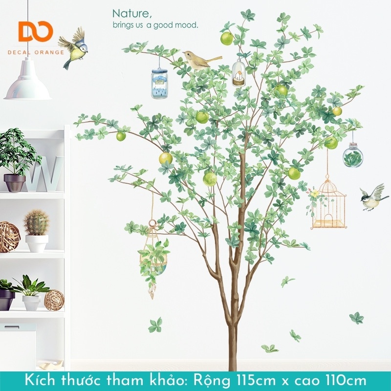 Decal dán tường, Giấy dán tường cao cấp hình cây,hoa, lá, trang trí phòng ngủ, phòng khách, tủ quần áo | BigBuy360 - bigbuy360.vn
