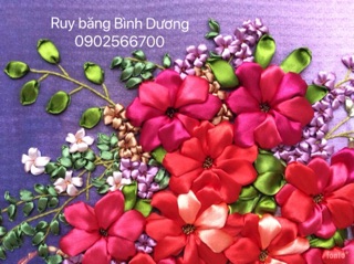 Tranh thêu ruy băng 55x55cm