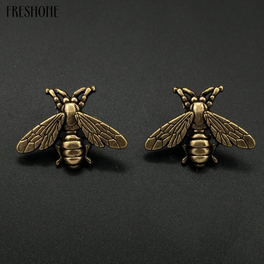 2 Pcs Vintage Metallic Carving Bees Cufflinks Suits Shirt Cuff