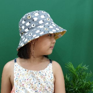 Mũ tai bèo, mũ bucket đội được 2 mặt, mũ rộng vành cho bé, đủ size,cừu ghi