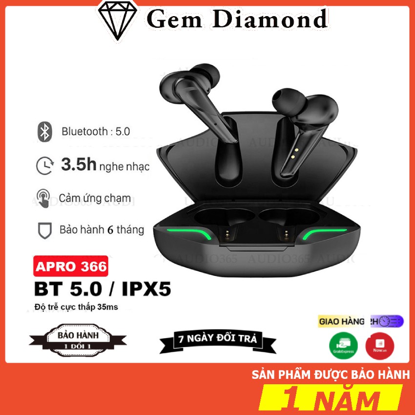 Tai nghe không dây Gaming Apro366 5.0 TWS, Bass mạnh mẽ, độ trễ cực thấp khi chơi game ONESTORE Bảo Hành 12 Tháng