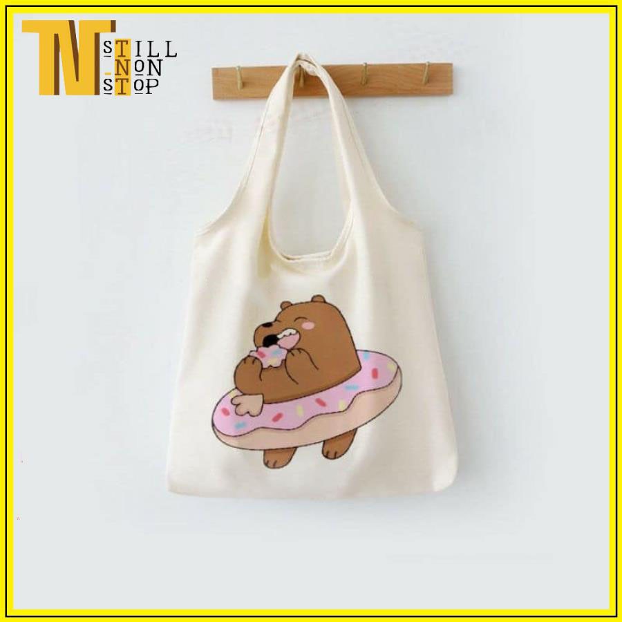 Túi đeo vai , túi tote (VẢI CANVAS MỀM - QUAI LIỀN) - GẤU PHAO