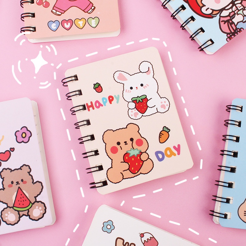 Sổ tay gáy xoắn 80 trang dùng viết ghi chú nhiều mẫu bìa cute