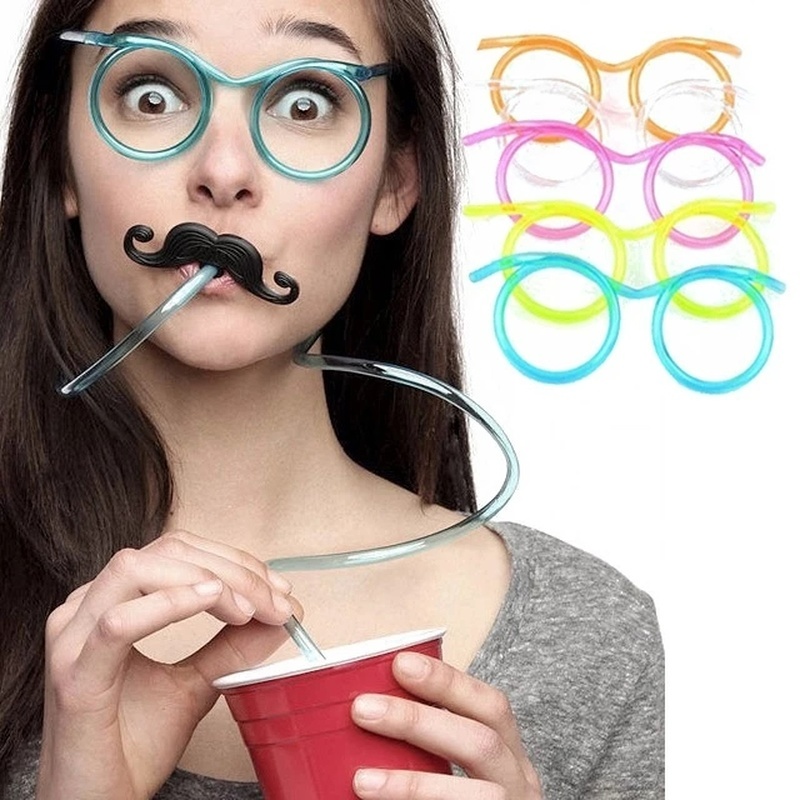 Ống Hút Hình Mắt Kính Vui Nhộn Trọng Lượng Nhẹ Thoải Mái Cho Tiệc Sinh Nhật