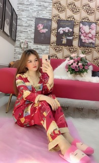Đồ bộ tay dài lụa satin