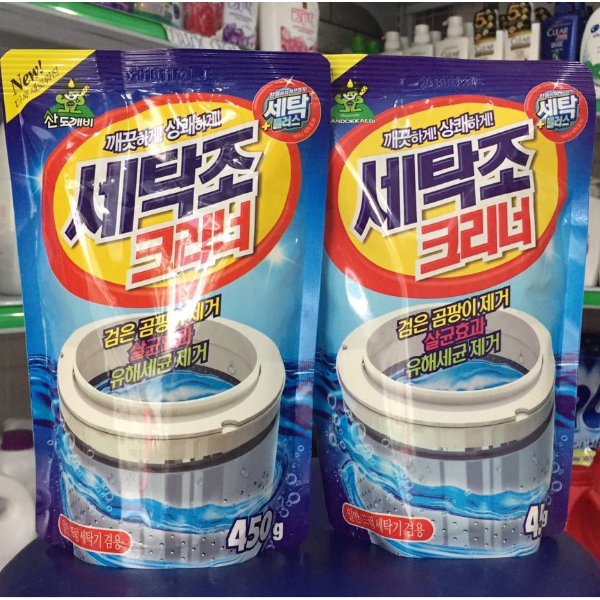 Gói bột tẩy vệ sinh lồng máy giặt Sandokkaebi 450g Korea mẫu mới