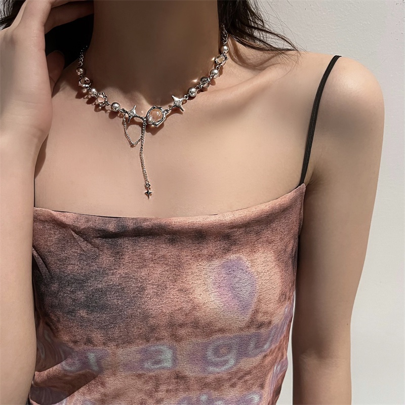 Vòng cổ Chuỗi Hạt Và Ngôi Sao Phong Cách hip hop Đường Phố Đơn Giản Chất Lượng Cao Mới