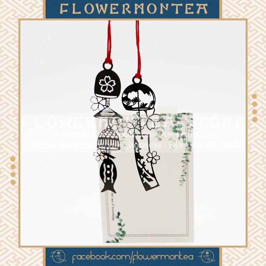 Thẻ Đánh Dấu Sách | Bookmark Kim Loại Kèm Thiệp - Chuông Gió