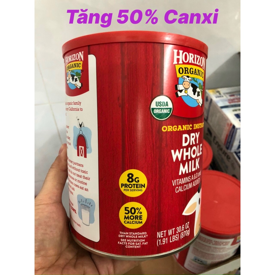 ❤️ [Quận 3] Sữa Bột Nguyên Kem Horizon Organic Mỹ 850g Thơm béo Giàu Protein Canxi [Date 6/2024] Hỏa Tốc