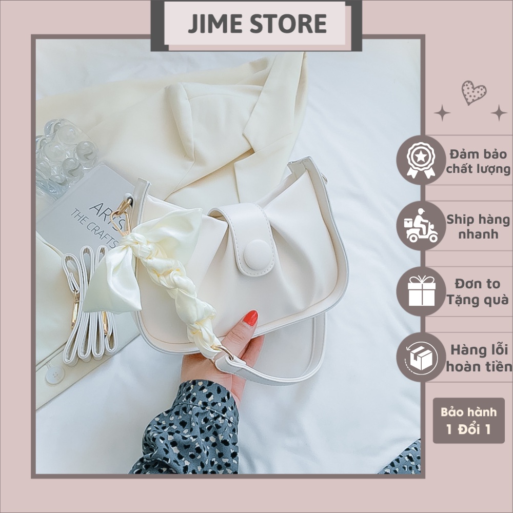 Túi xách nữ kẹp nách 💖 𝑭𝑹𝑬𝑬𝑺𝑯𝑰𝑷 💖 Jime Store Loại 1 Kèm dây nơ cho chị em bánh bèo thiết kế cúc nhựa xinh xẻo T14