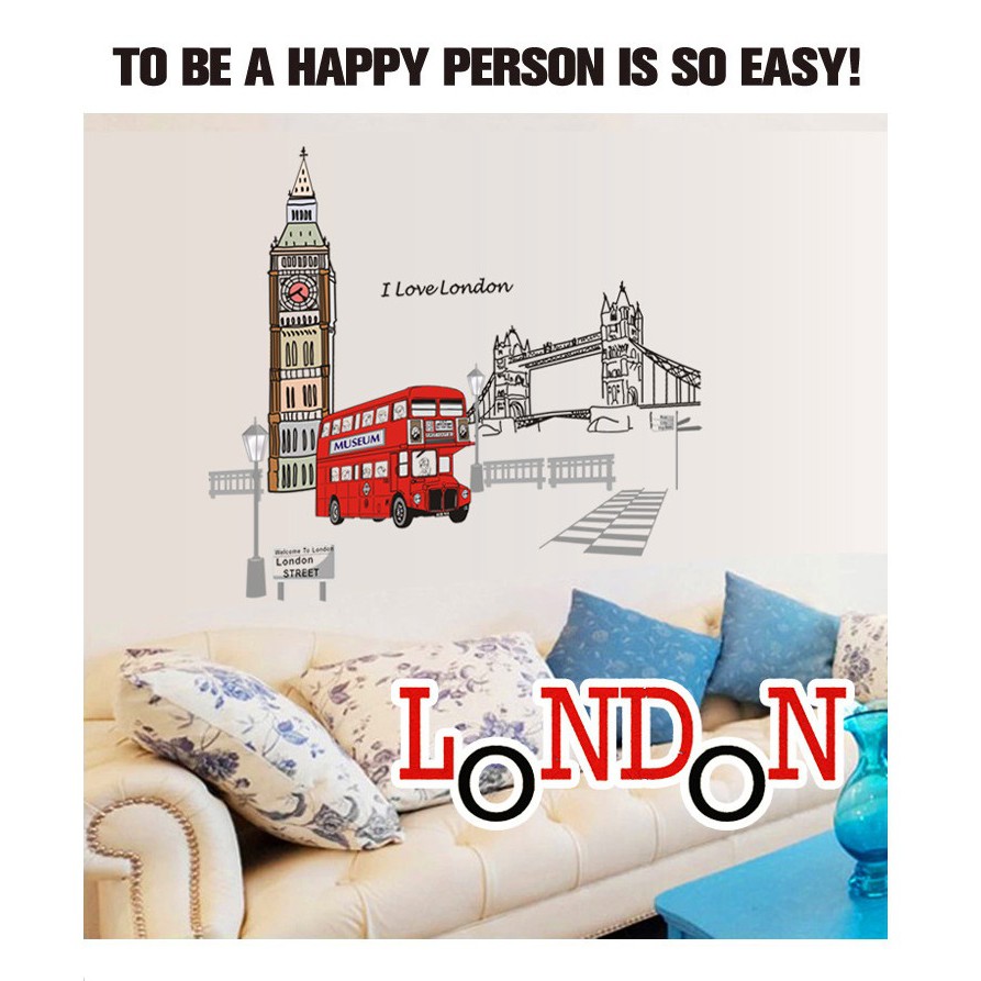 Decal dán tường ⚡ FREESHIP ⚡ Thành phố London - PVC vinyl - DKN016