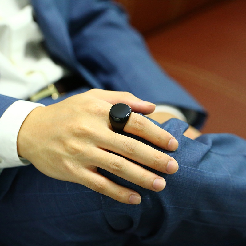 Nhẫn thép không gỉ màu đen/ vàng/ bạc tùy chọn phong cách punk đơn giản thời trang dành cho nam
