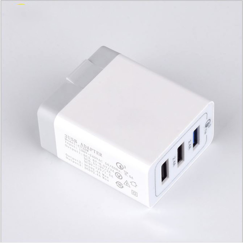 Củ sạc nhanh 3 cổng usb - Đầu sạc gập Quick Charge 3.0 30W