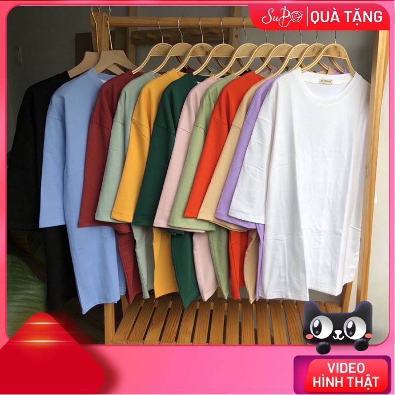 Áo thun tay lỡ Trơn, form rộng, 33 Màu, Nam nữ đều mặc được (Supo Shop)