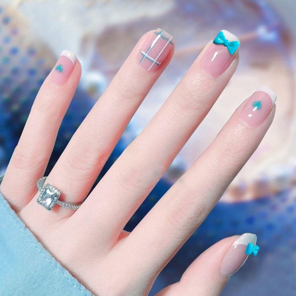 Bộ 24 Móng Tay Giả Ngắn / Tròn / Vuông Che Phủ Toàn Diện