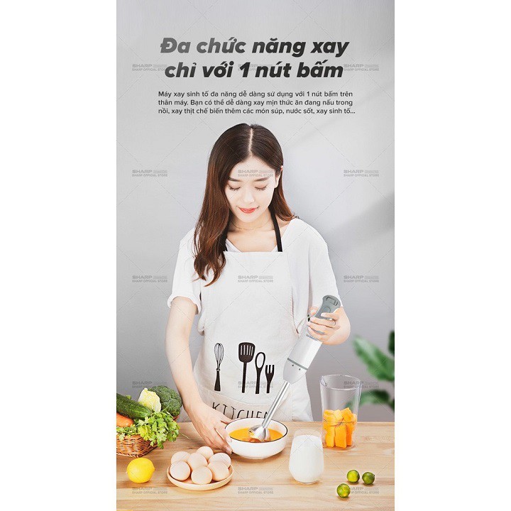 Máy Xay Sinh Tố Cầm Tay Sharp EM-H076SV-WH 0.7L, hàng chính hãng, bảo hành 12 tháng
