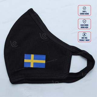 Khẩu Trang Vải Kháng Khuẩn Đen In Cờ Các Quốc Gia Tham Dự EURO Co Giãn, Bảo Vệ Sức Khỏe Toàn Diện