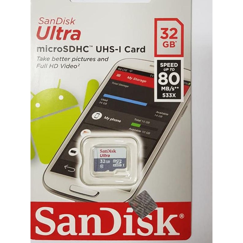 Thẻ Nhớ Micro Sd Sandisk Ultra Micro Sd 32gb 80mb / S Microsdhc Uhs-I Class 10 Micro Sd