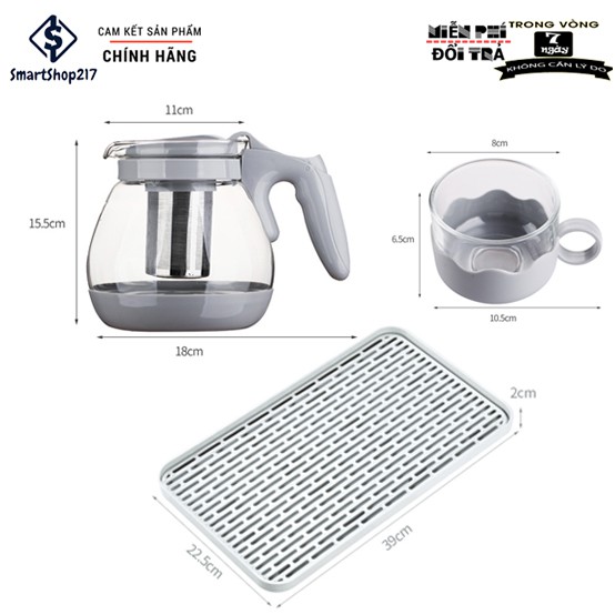 Bộ Khay Ấm Chén Pha Trà Lõi Lọc INOX 304 - Thương Hiệu KOSEDA (Có Thể Lựa Chọn Từng Món)