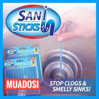 Bộ 12 que thông tắc cống SANI, Vĩ 12 Que Thông Cống Que Thông Tắc Cống Sani Sticks Hiệu Quả