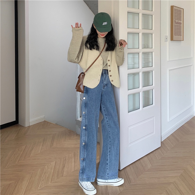 Quần jean dài ống rộng thời trang trẻ trung cá tính