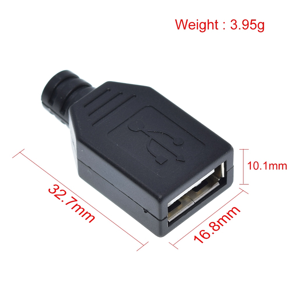 Set đầu cắm USB 4pin vỏ nhựa màu đen | BigBuy360 - bigbuy360.vn